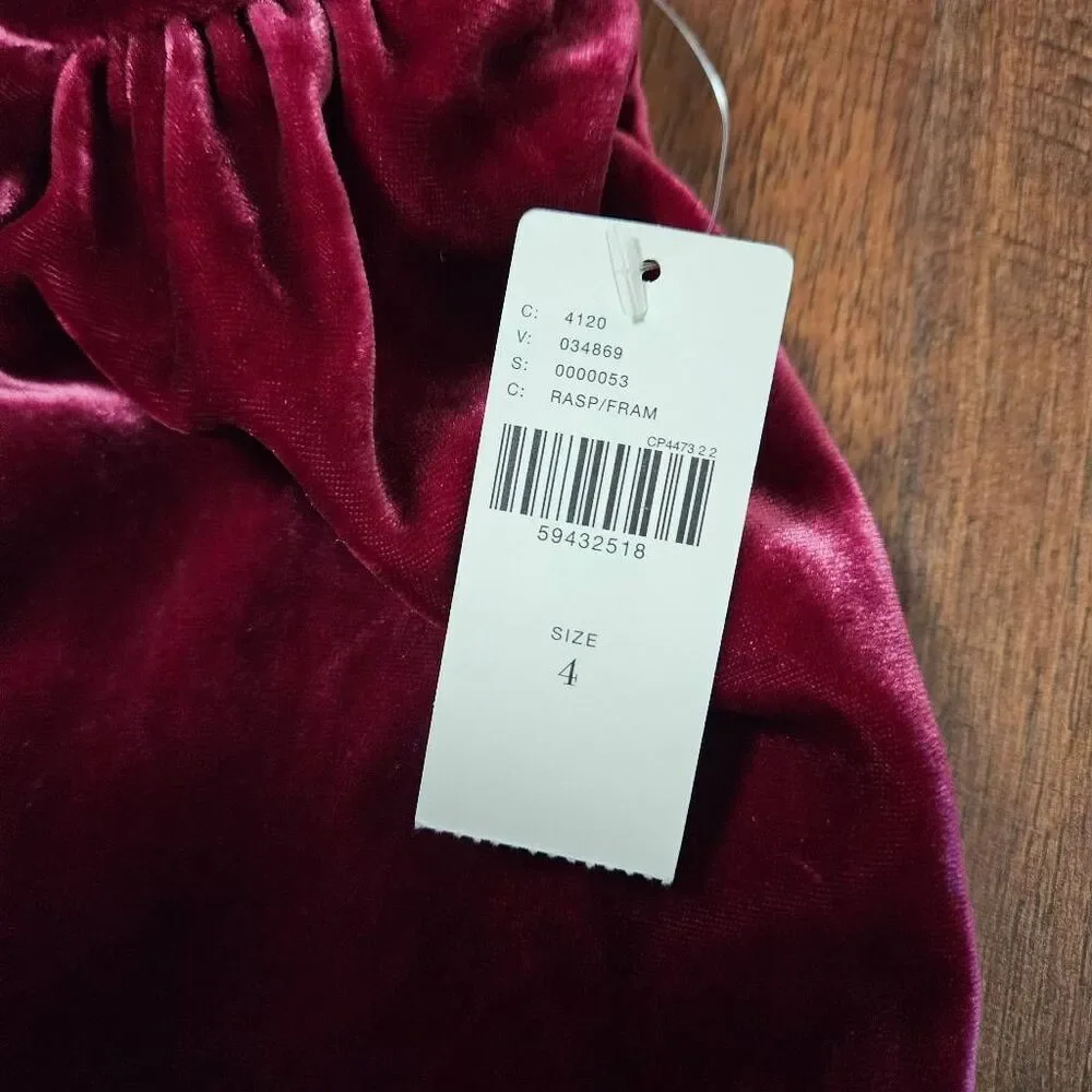 NWT Anthropologie Montie Raspberry Velvet Skirt